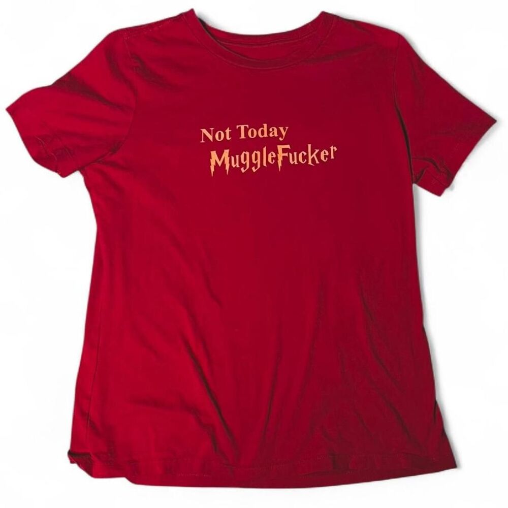 Not Today Ironic Harry Potter Parody Tee - Merlot & Gold - Size M